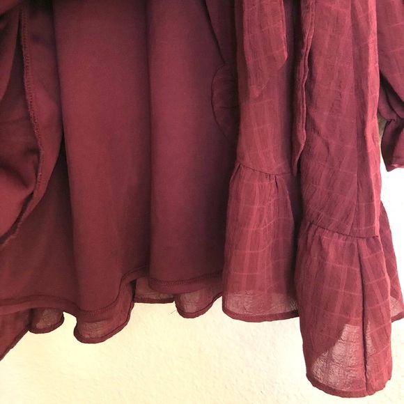 Mi Ami Wine Long Sleeve Wrap Dress - Picture 3 of 7